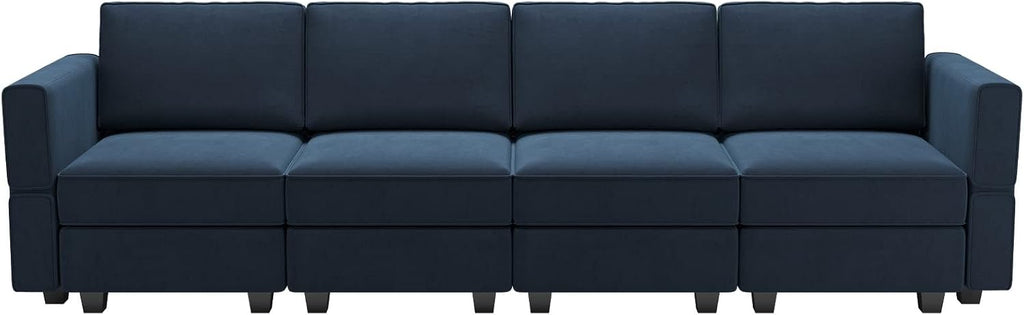 Belffin Modular Sofa Couch with Storage Seats Sectional Sofa Velvet Sofas for Living Room Blue