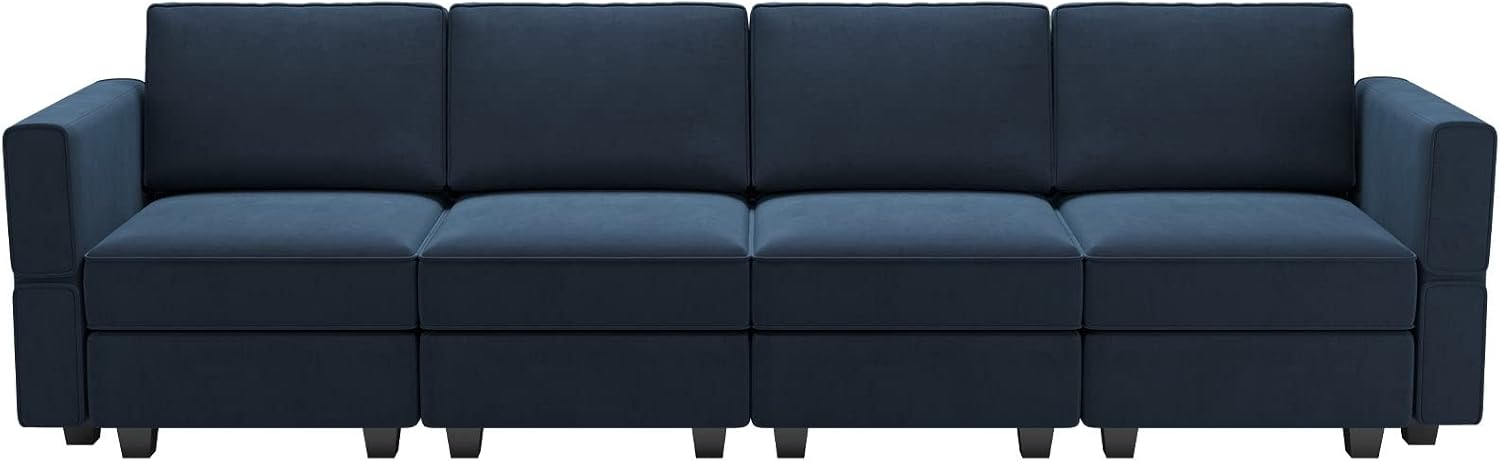 Belffin Modular Sofa Couch with Storage Seats Sectional Sofa Velvet Sofas for Living Room Blue