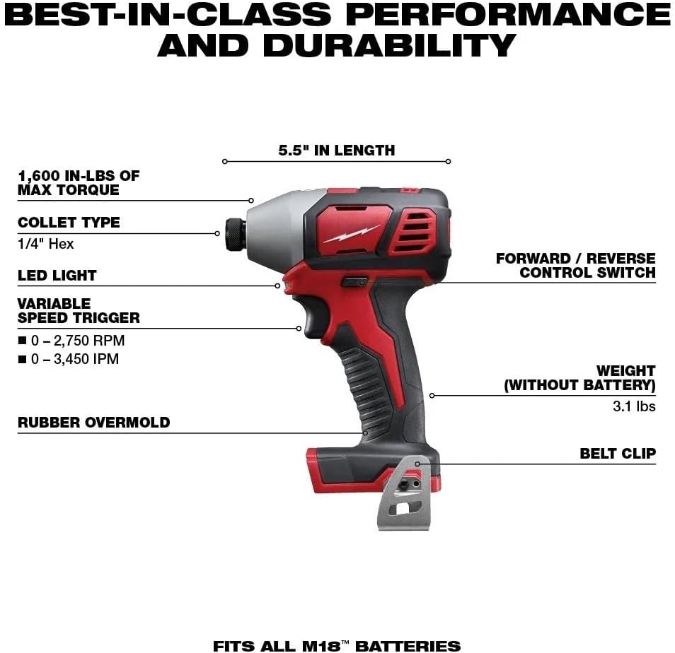 New Cordless 4 Tool Combo Kit 2696-24 for Milwaukee M18 2607-20 1/2' Hammer Drill/Driver 2620-20 Recip Saw 2656-20 1/4' Hex Impact Driver 2735-20 Work Light Kit