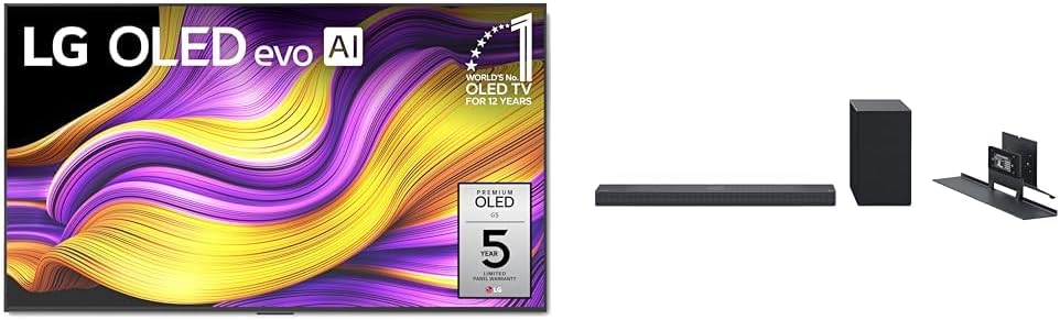 LG 55-Inch Class OLED evo AI 4K G5 Series Smart TV (OLED55G5WUA, 2025) SC9S 3.1.3-Channel Perfect Matching Soundbar (2024 Model)