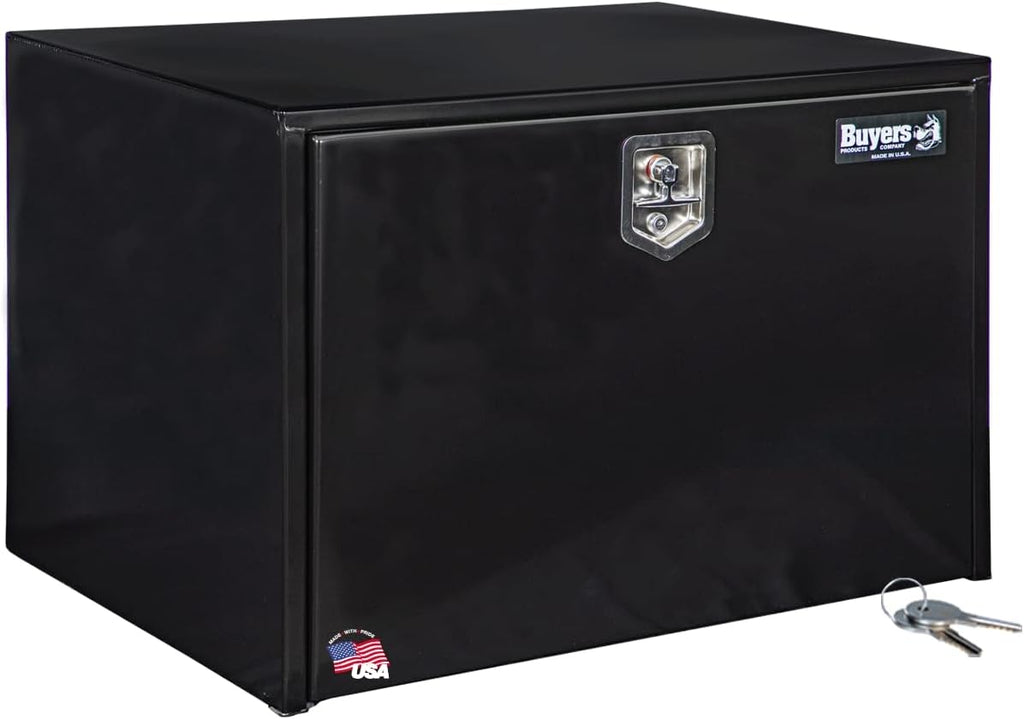 Buyers Products 1704305 Black Steel Underbody Truck Tool Box – 24 x 24 x 36 Inch - Truck Bed & Underbelly RV Storage Box, Locking T-Latch, Weather-Resistant, Heavy-Duty Flatbed Job Box, Made in USA