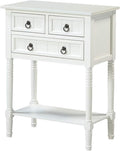 Convenience Concepts Kendra Entryway Hall Table 23.75' - 3 Storage Drawers, Traditional Console with Shelf for Decor, Office & Hallway Organizer, No Tools Assembly, Solid Wood Legs, White