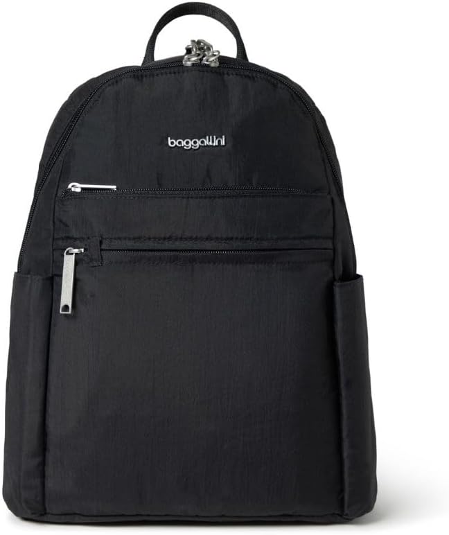 Baggallini Securtex® Anti-theft Vacation Travel Backpack 10x13 Slash-Resistant Nylon Daypack w/RFID, Black