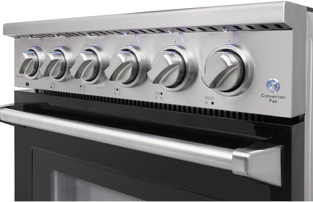 KOSTCH 30 inch Professional Electric Range with 5 Heating Elements Cooktop, 4.55 Cu. Ft. Convection Oven Capacity, Smooth Glass Top, in Stainless Steel, KOS-30RE06H (Black)