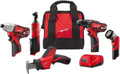 2498-25 for Milwaukee M12 Cordless 5-Tool Combo Kit 2457-20 Cordless Ratchet 2462-20 Impact Driver 2420-20 Reciprocating Saw 2407-20 Drill Driver 49-24-0146 Work Light