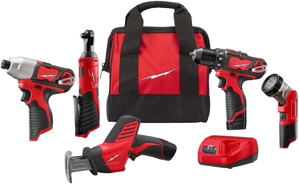 2498-25 for Milwaukee M12 Cordless 5-Tool Combo Kit 2457-20 Cordless Ratchet 2462-20 Impact Driver 2420-20 Reciprocating Saw 2407-20 Drill Driver 49-24-0146 Work Light
