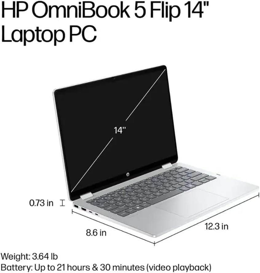 HP OmniBook 5 Flip (Next Gen Envy x360) 2-in-1 Touchscreen AI PC Laptop (14' FHD+, Intel 10-Core 7 150U (> i7 1355U), 16GB DDR5 RAM, 1TB SSD) For Creator, Designer, 5MP IR Webcam, Wi-Fi 6E, Win 11 Pro