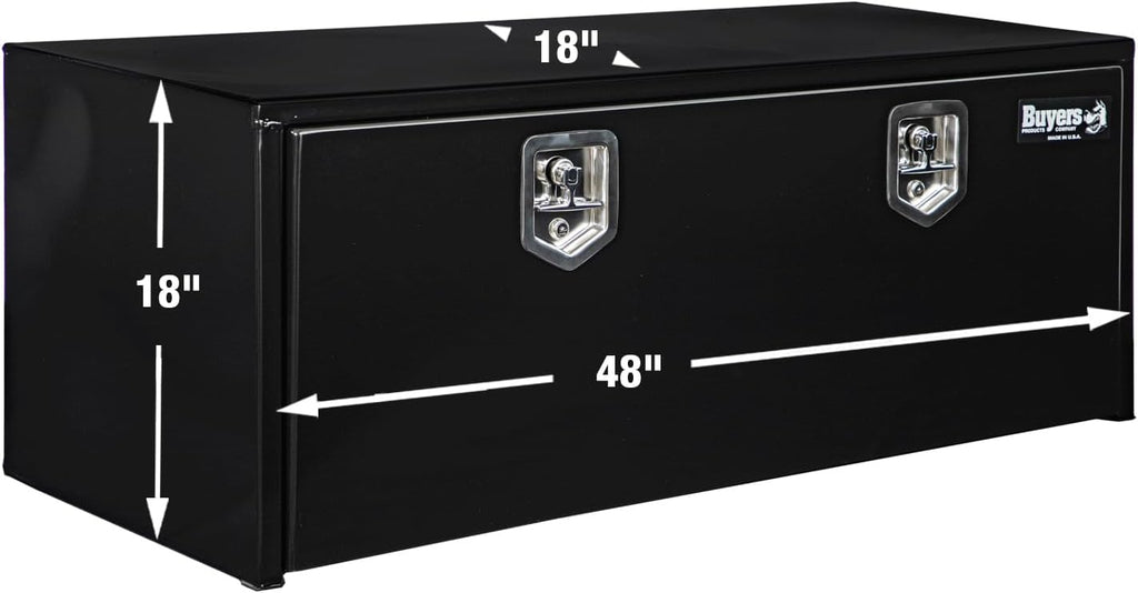 Buyers Products 1702310 Black Steel Underbody Truck Box with T-Handle Latch, 18 x 18 x 48 Inch, Contractor Toolbox With Durable Lock, Job Tool Chest For Storage And Organization