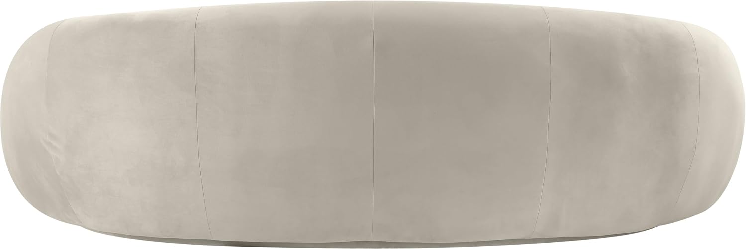 Meridian Furniture 44044Cream-S Emery Collection Modern | Contemporary Sofa with Ultra Luxe Cream 460 GSM Velvet, Solid Eucalyptus Wood Inner Frame, 95' W x 45.5' D x 31' H, Cream