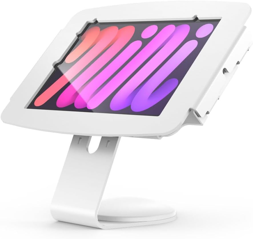 Compulocks iPad mini 8.3' Space Enclosure - Secure Core Counter Stand or Wall Mount, White - Perfect for Retail, Kiosks, & Displays - Durable, Sleek Design