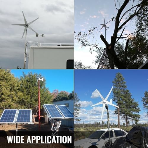 3000W Wind Turbine Generator Kit - 12V/24V/48V Hybrid Solar Power System with 200W Solar Panel & MPPT Controller for Off-Grid Home Projects & Street Lighting