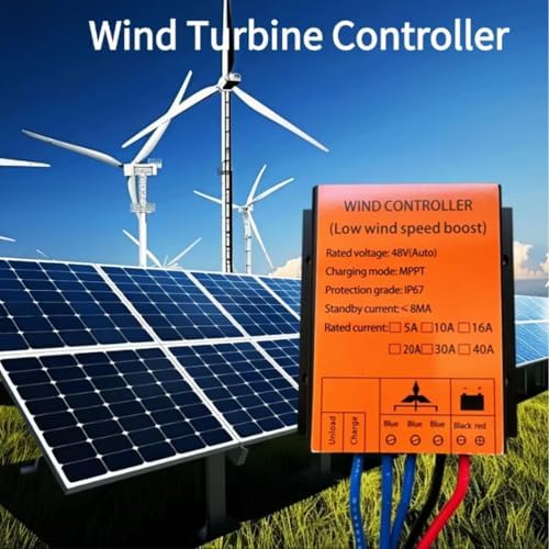 12V/24V/48V Waterproof Wind Charge Controller, 100-3000W Solar & Wind Turbine Regulator, IP67 Generator Controller for Efficient Energy Management (Black)