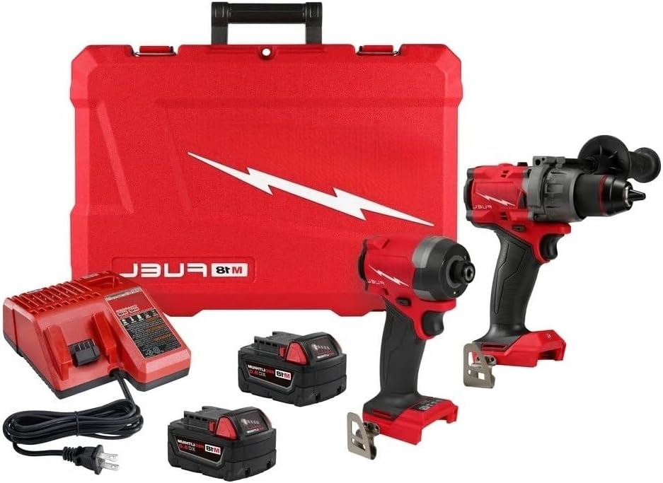2-Tool Brushless Combo Kit 3697-22 for Milwaukee M18 FUEL 2904-20 Hammer Drill 2953-20 Impact Driver with Carrying case New