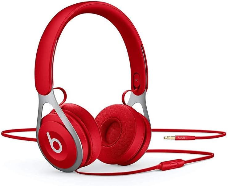 Beats EP Wired On-Ear Headphones - Battery Free for Unlimited Listening, Built in Mic and Controls - Red