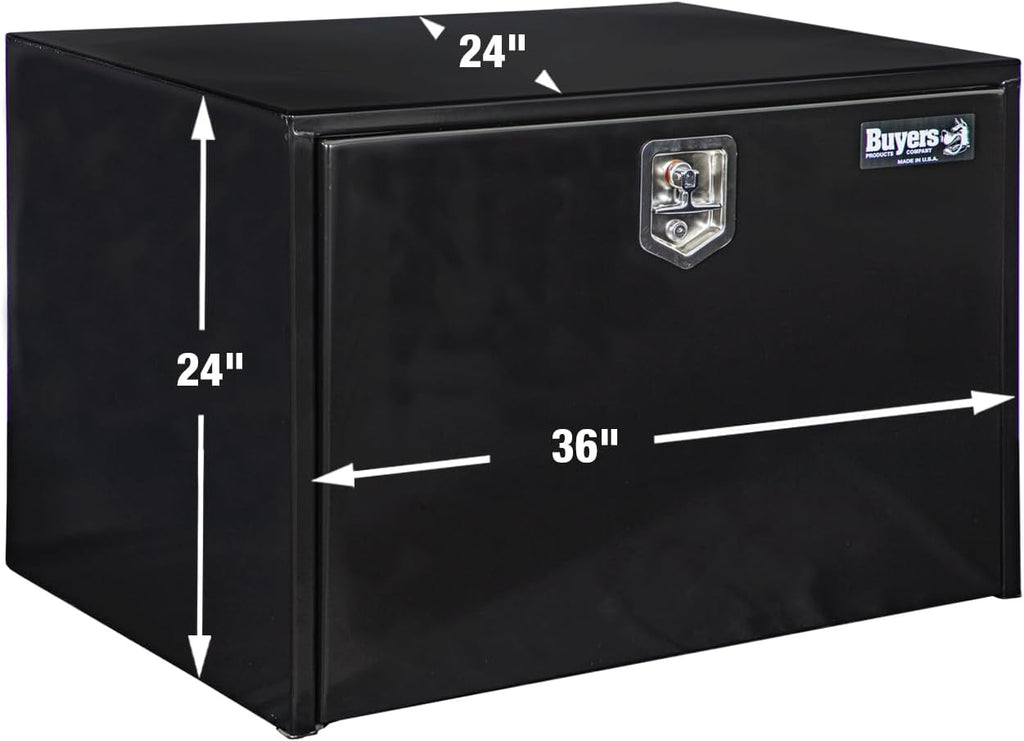 Buyers Products 1704305 Black Steel Underbody Truck Tool Box – 24 x 24 x 36 Inch - Truck Bed & Underbelly RV Storage Box, Locking T-Latch, Weather-Resistant, Heavy-Duty Flatbed Job Box, Made in USA