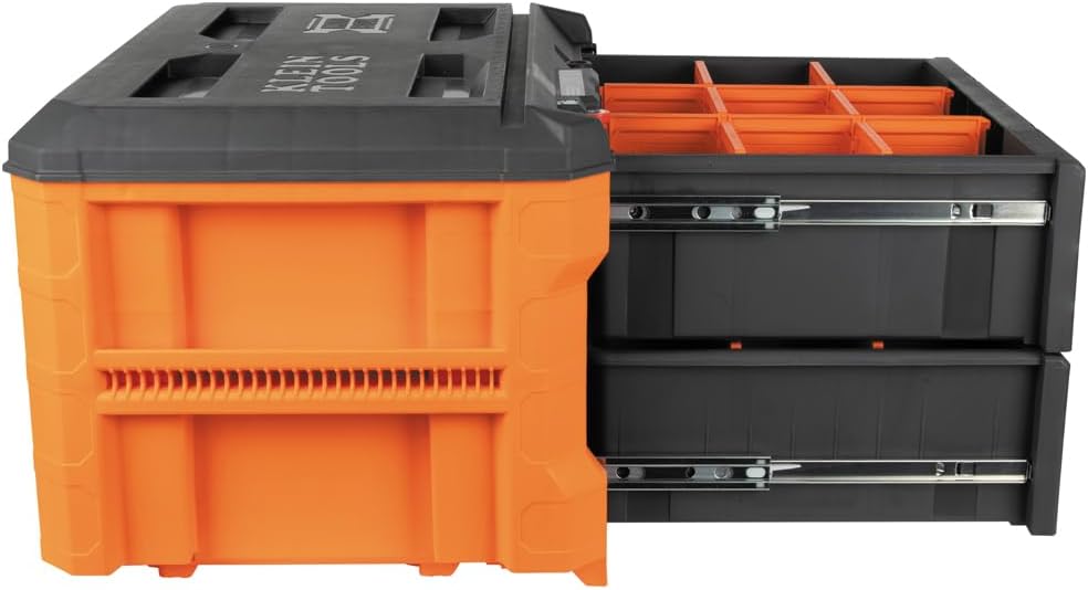 Klein Tools 54822MB MODbox 2-Drawer Tool Box, Double Drawer Tool Organizer, Stackable Module, 50-Pound Capacity