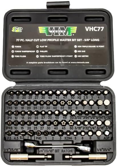 Vim Tools VHC77 '77-Piece' Half Cut Stubby Bit Set, 3.17-ukgja-985