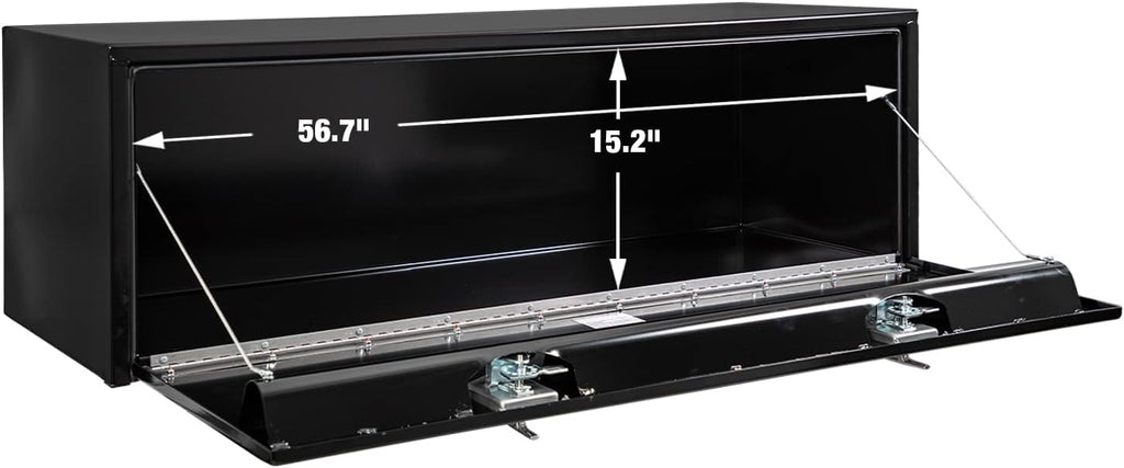 Buyers Products 1702315 Black Steel Underbody Truck Tool Box – 18 x 18 x 60 Inch - Truck Bed & Underbelly RV Storage Box, Locking T-Latch, Weather-Resistant, Heavy-Duty Flatbed Job Box, Made in USA