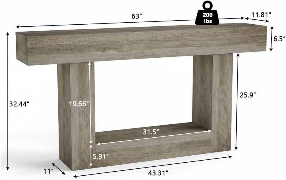 Spaco 63'' Long Console Table,2 Tier Farmhouse Entryway Table Sofa Table with Storage,Wood Behind Couch Table for Living Room, Hallway,Foyer