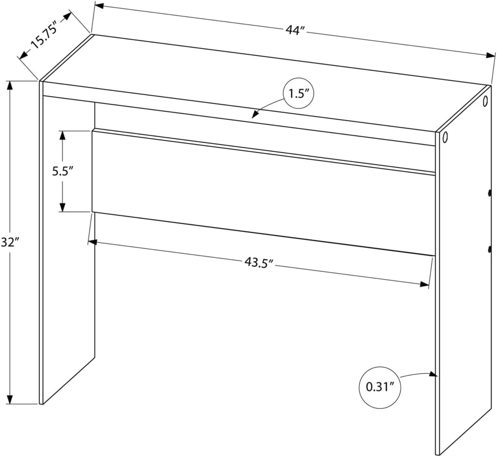 Monarch specialties , Console Sofa Table, Tempered Glass, Glossy White, 44'L