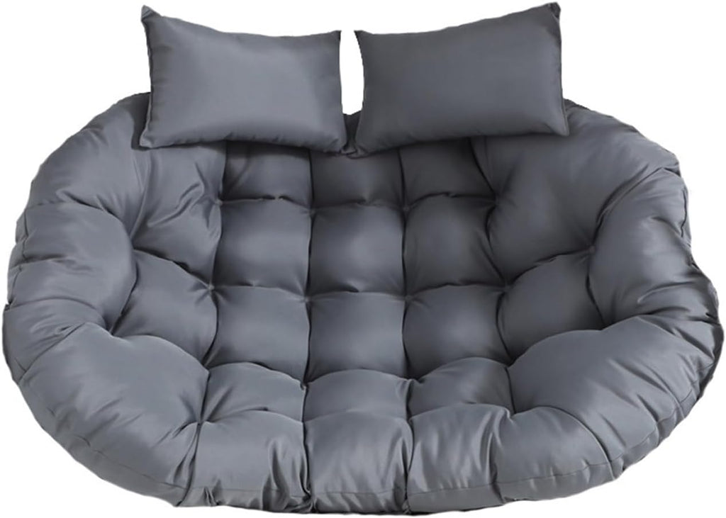 Oversized Double Papasan Chair Cushion 59 x 39 Inch (Without Chair), Outdoor Waterproof Hanging Swing Chair Cushion, Patio Swivel Rocker Chair Cushion with Headrest Pillow(Gray)