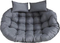 Oversized Double Papasan Chair Cushion 59 x 39 Inch (Without Chair), Outdoor Waterproof Hanging Swing Chair Cushion, Patio Swivel Rocker Chair Cushion with Headrest Pillow(Gray)
