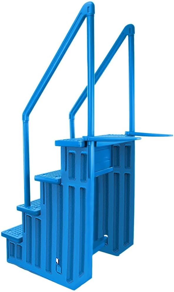 Aqua Select Anti-Slip in-Pool Steps | Blue | for Above Ground Swimming Pools | Can Mount to Decks 48' to 54' H | Safety Stairs Capacity Up to 350 lbs