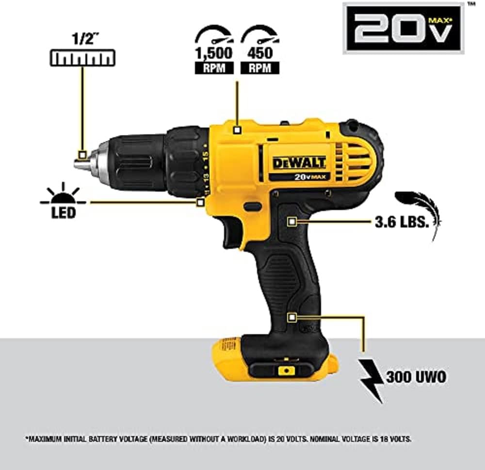 DEWALT 20V Max XR Oscillating Multi-Tool, Variable Speed, Tool Only (DCS356B) & DEWALT 20V Max Cordless Drill Combo Kit, 2-Tool (DCK240C2), Yellow/Black Drill Driver/Impact Combo Kit