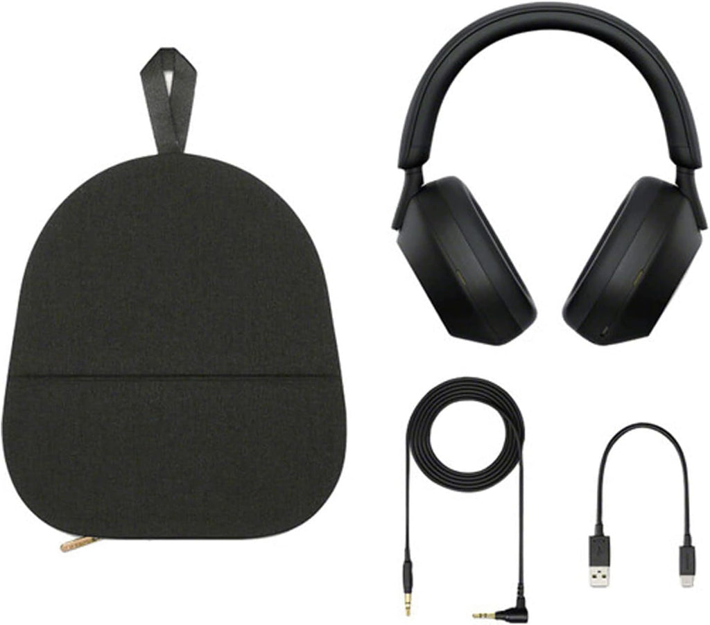 Sony WH-1000XM5 Noise-Canceling Wireless Over-Ear Headphones (Black), 30 Hours Playback Time, Hands-Free Calling, Alexa Voice Control - Kit with Charging Cube