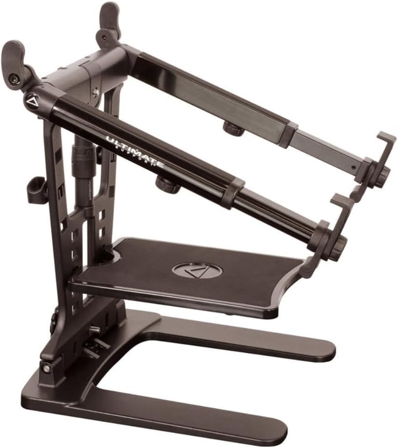 Ultimate Support LPT-1000QR Laptop/DJ Stand w/ Telescoping Arms, Second Tier, 5/8' Mount, and QuickRelease Center Post