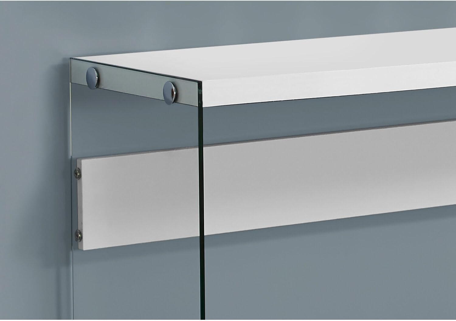 Monarch specialties , Console Sofa Table, Tempered Glass, Glossy White, 44'L