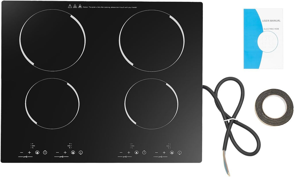 Electric Cooktop, 24 Inch 4 Burner Ceramic Cooktops with Timing Function Child Lock Electric Ceramic Stove Top 9 Heating Levels 110V 3800W