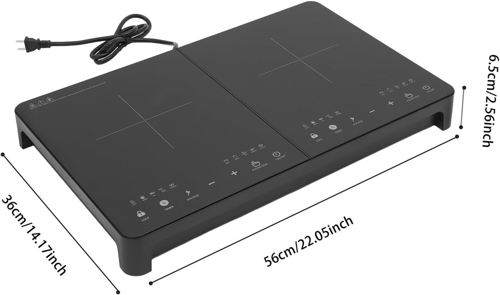 Double Induction Cooktop, Induction Cooktop with 2 Burners, for Home Kitchens, LED Sensor Touch Stove Top
