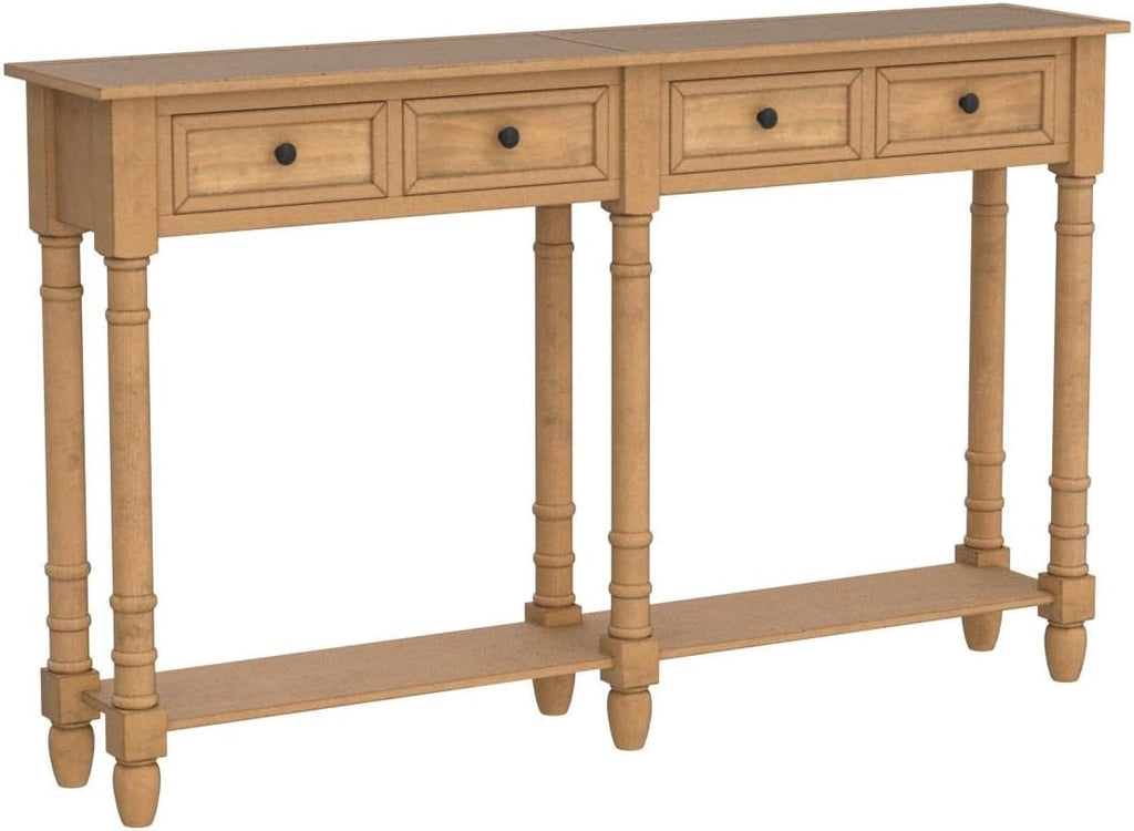 Merax Console Table Sofa Table with Two Storage Drawers and Bottom Shelf for Living Room, Entryway, Easy Assembly (Old Pine)