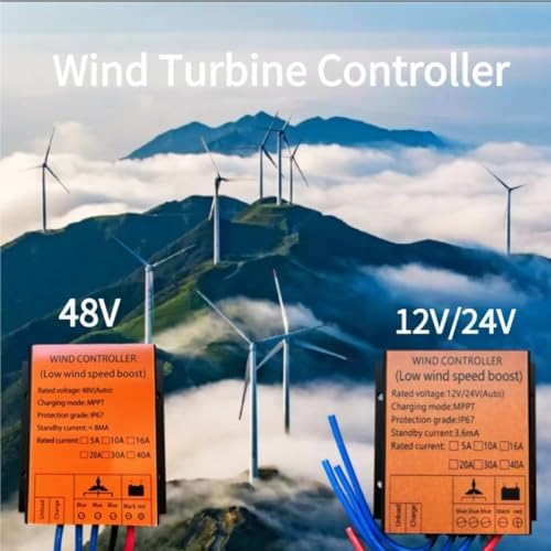 12V/24V/48V Wind Charge Controller - 100-3000W IP67 Waterproof Solar Regulator for Wind Turbine Generator, Durable Black Design, Efficient Energy Management