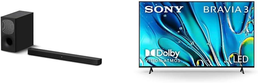 Sony 65 Inch 4K Ultra HD TV BRAVIA 3 LED Smart Google TV with Dolby Vision HDR and Exclusive Features for PlayStation®5 (K-65S30), 2024 Model HT-S400 2.1ch Soundbar
