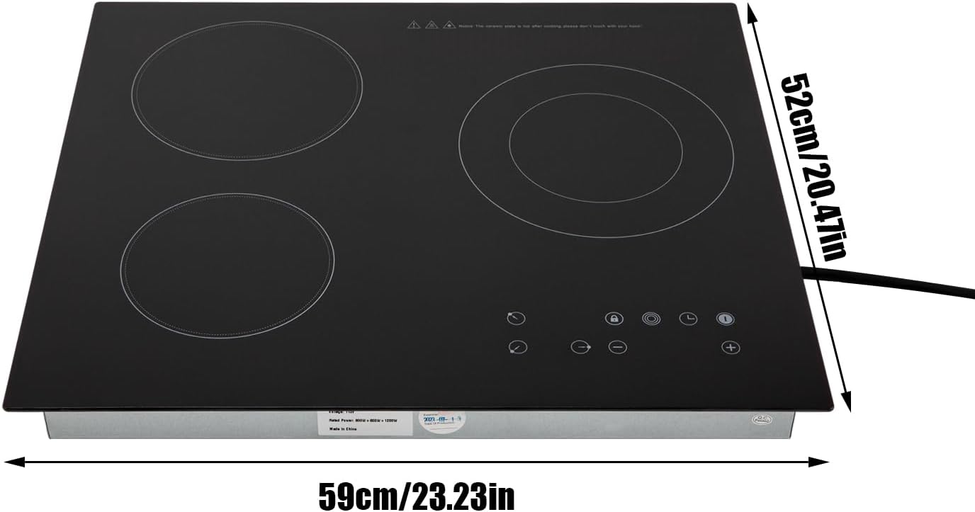 3 Burner Induction Cooktop with Timer, Portable Induction Cooker Electric Stove Top Sensor Touch Stove Multiple Power Levels Adjustable Temperature for Cooking, Black