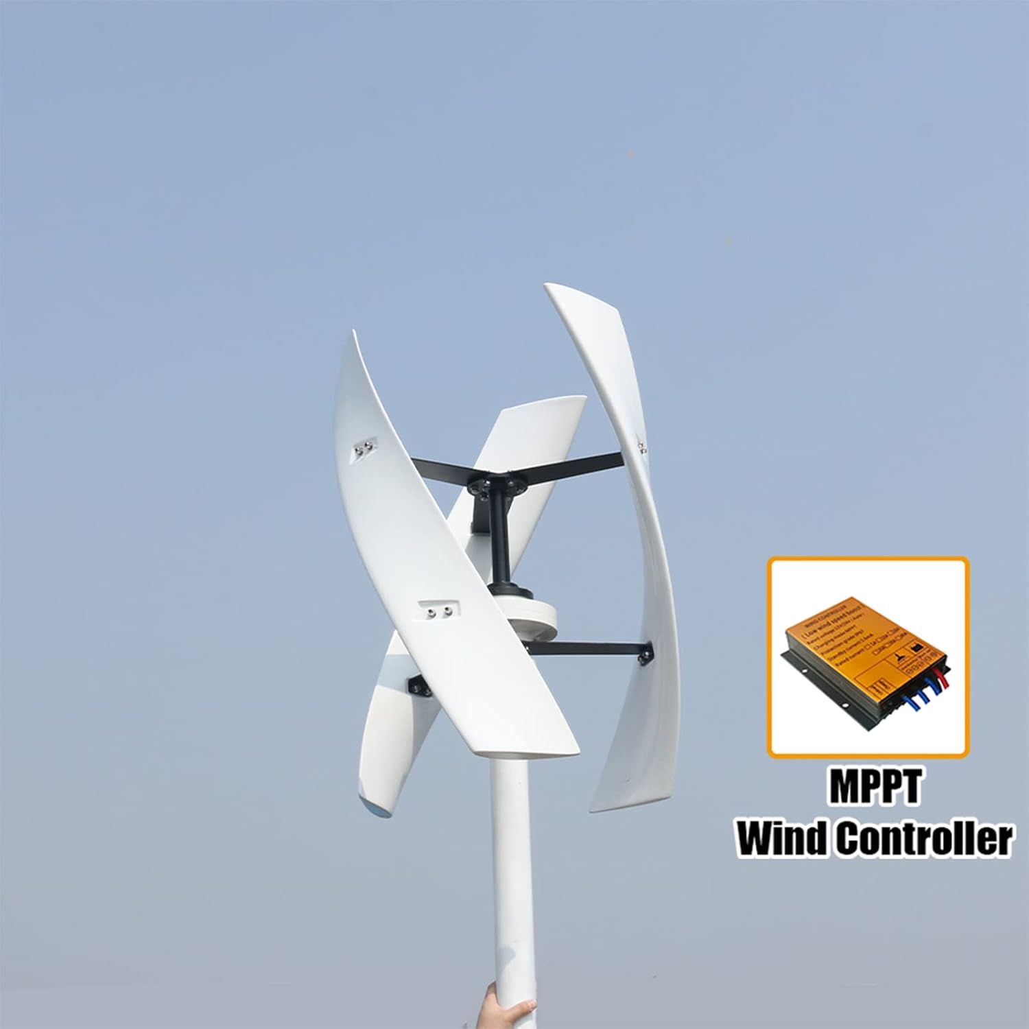 Vertical Axis Maglev Wind Turbine Generator Kit, with MPPT Controller 12V 24V 48V 220V 3 Blades Low RPM Vertical Wind Power Generator 3000W