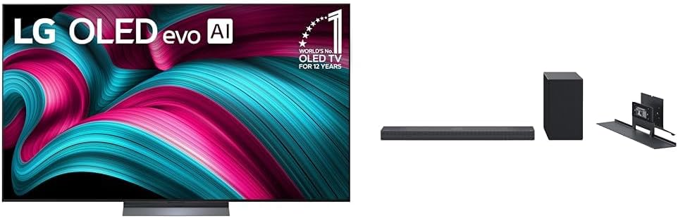 LG 77-Inch Class OLED evo AI 4K C5 Series Smart TV (OLED77C5PUA, 2025) SC9S 3.1.3-Channel Perfect Matching Soundbar (2024 Model)