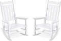 Stoog Set of 2 Outdoor Rocking Chairs, HIPS Plastic Porch Rocker with 400 lbs Weight Capacity, for Backyard, Fire Pit, Lawn, Garden and Indoor, White