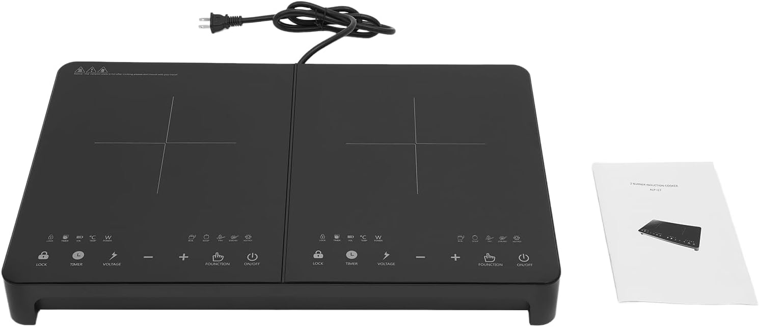 Double Induction Cooktop, Induction Cooktop with 2 Burners, for Home Kitchens, LED Sensor Touch Stove Top