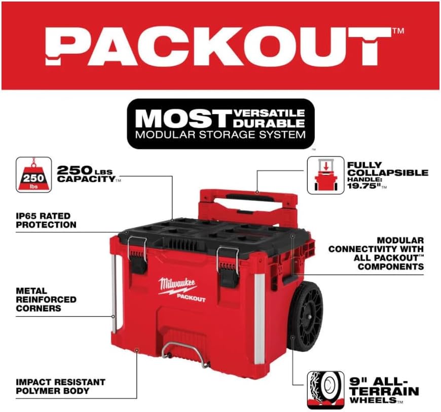 Milwaukee PACKOUT Rolling Tool Box with Low Profile Handle