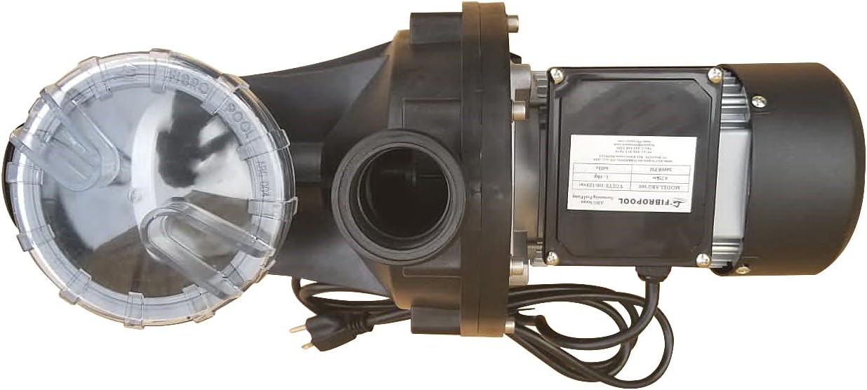 FibroPool 1HP Above Ground Pool Pump – 4500 GPH High Efficiency Motor, Clear Lid Strainer, 120V Pool Pump with Hose Adapters for Easy Installation, Heavy Duty ABG100