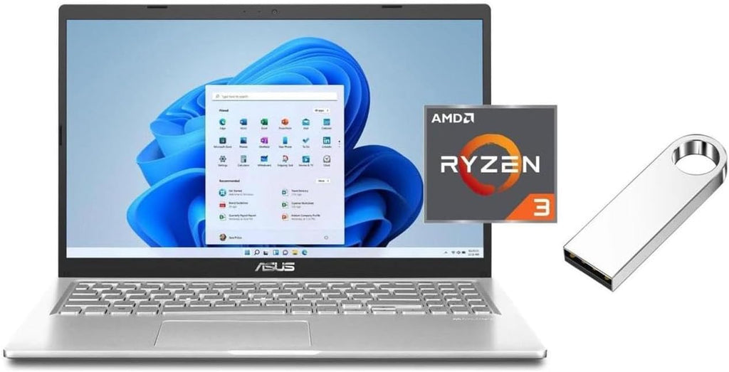ASUS Vivobook 15.6' FHD Laptop | AMD Ryzen 3 3250U (Beat i5-1035G1) | AMD Radeon Graphics | WiFi | Webcam | 16GB RAM | 512GB SSD | Windows 11 S | Bundle with 64GB USB Flash Drive