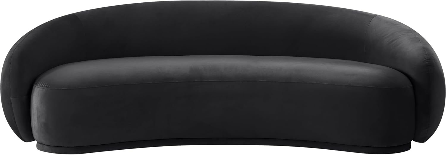 Meridian Furniture 44044Black-S Emery Collection Modern | Contemporary Sofa with Ultra Luxe Black 460 GSM Velvet, Solid Eucalyptus Wood Inner Frame, 95' W x 45.5' D x 31' H, Black
