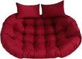 Oversized Double Papasan Chair Cushion 59 x 39 Inch (Without Chair), Outdoor Waterproof Hanging Swing Chair Cushion, Patio Swivel Rocker Chair Cushion with Headrest Pillow(Wine Red)