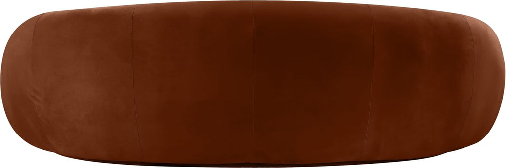 Meridian Furniture 44044Cognac-S Emery Collection Modern | Contemporary Sofa with Ultra Luxe Cognac 460 GSM Velvet, Solid Eucalyptus Wood Inner Frame, 95' W x 45.5' D x 31' H, Cognac