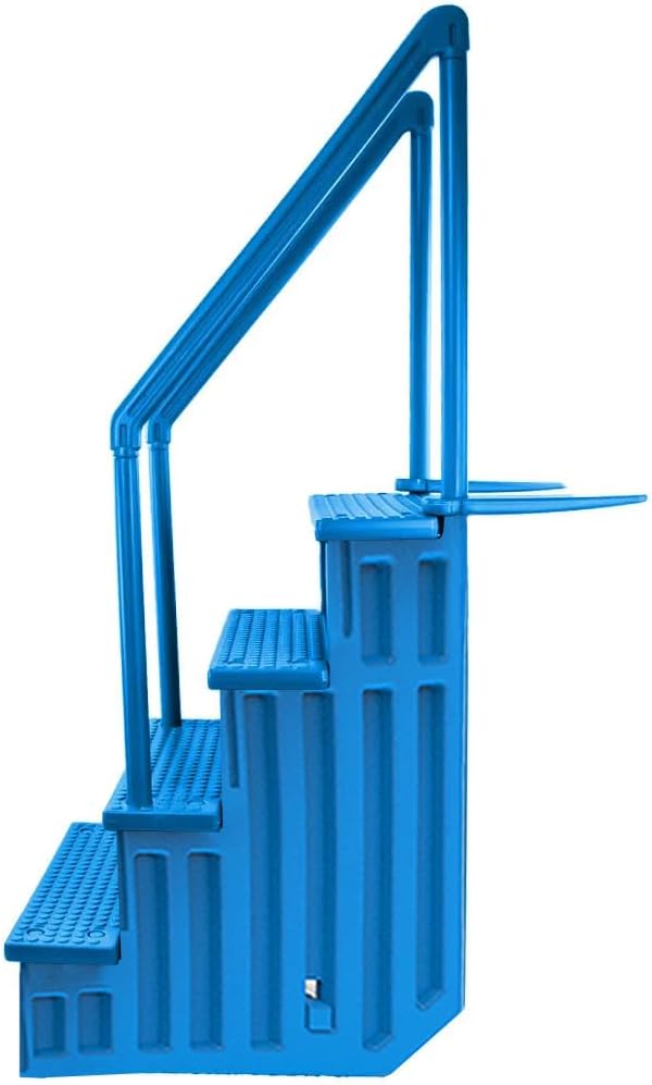 Aqua Select Anti-Slip in-Pool Steps | Blue | for Above Ground Swimming Pools | Can Mount to Decks 48' to 54' H | Safety Stairs Capacity Up to 350 lbs