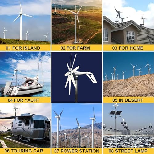 3000W Wind Turbine Generator - High-Efficiency Small Windmill for Home Use, 12V Off-Grid Solar Wind Power Kit, Eco-Friendly Renewable Energy Solution for Sustainable Living