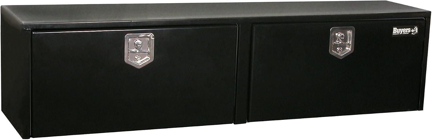 Buyers Products 1704320 Black Steel Underbody Truck Tool Box – 24 x 24 x 72 Inch - Truck Bed & Underbelly RV Storage Box, Locking T-Latch, Weather-Resistant, Heavy-Duty Flatbed Job Box, Made in USA